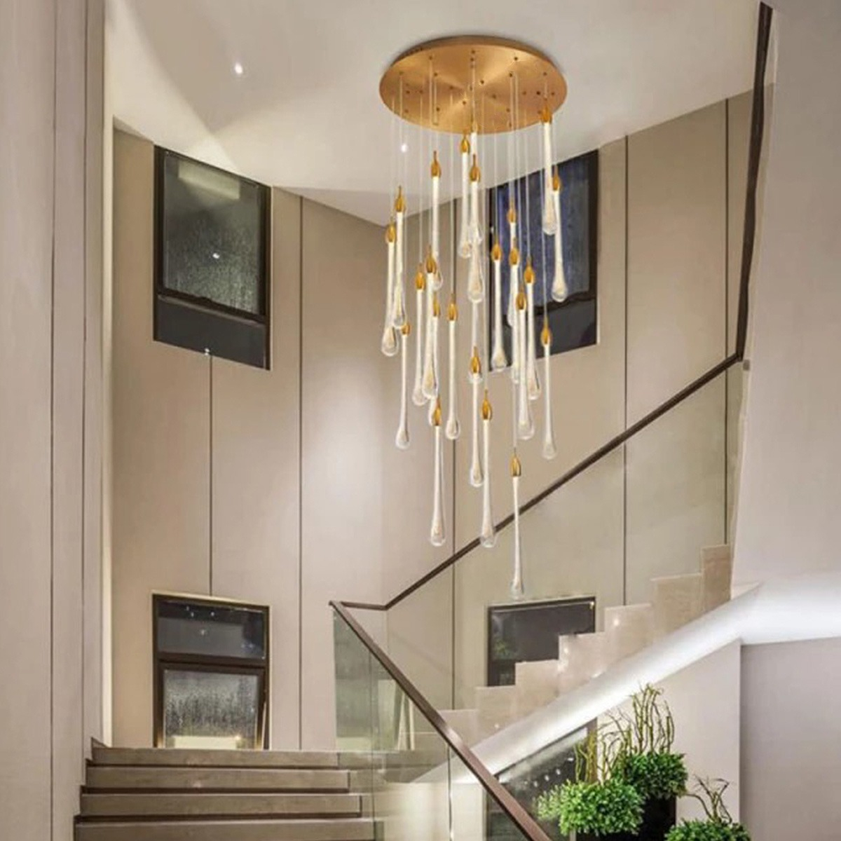 Luxury Alaria 40 LED Raindrops Staircase MD1370 - Gold