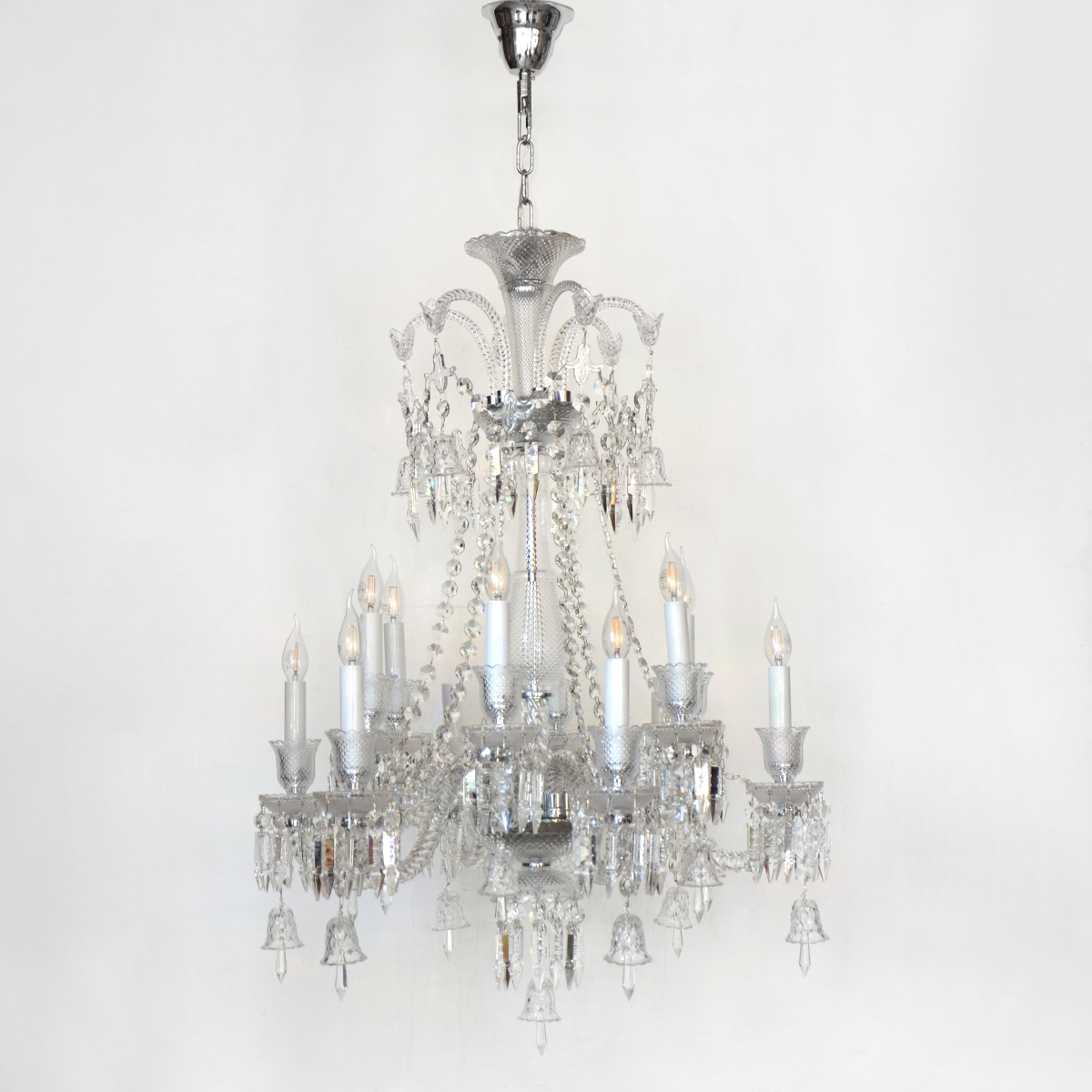 Candle Crystal Chandelier 12 Arms MD9836- Silver 