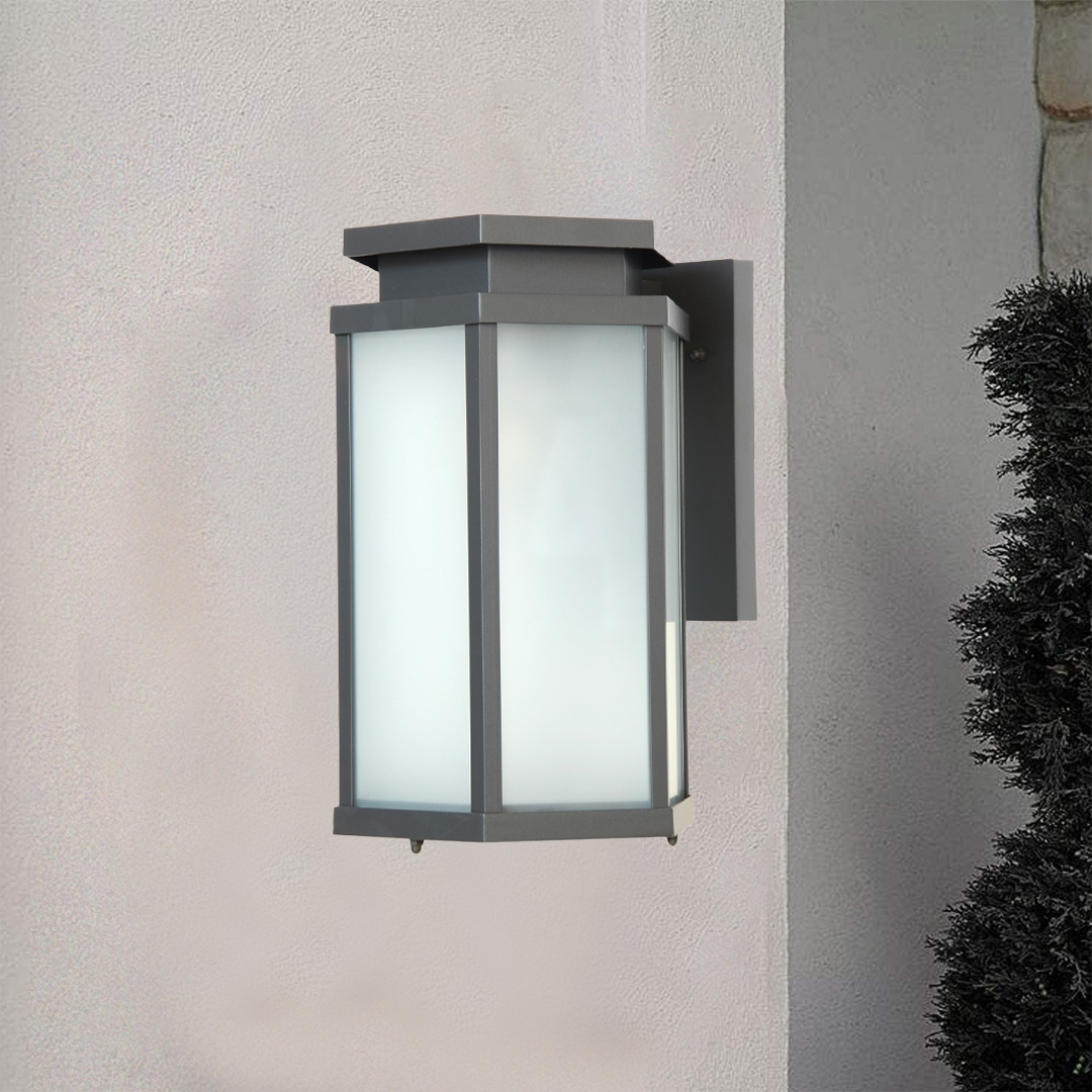 Outdoor Wall Light 16 - 51A Glass Diffuser - Dark Grey