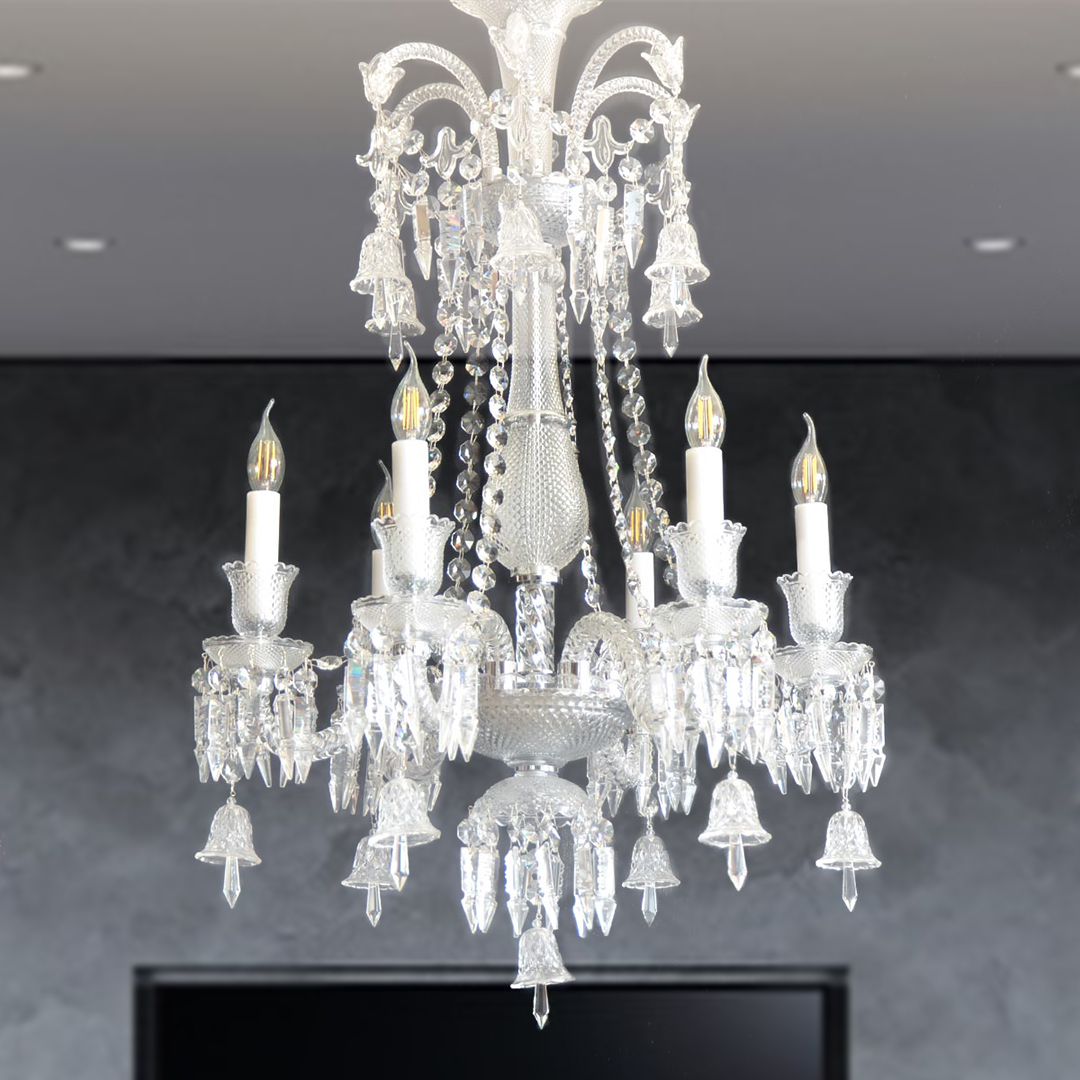 Candle Crystal Chandelier 6 Arms MD9836- Silver 
