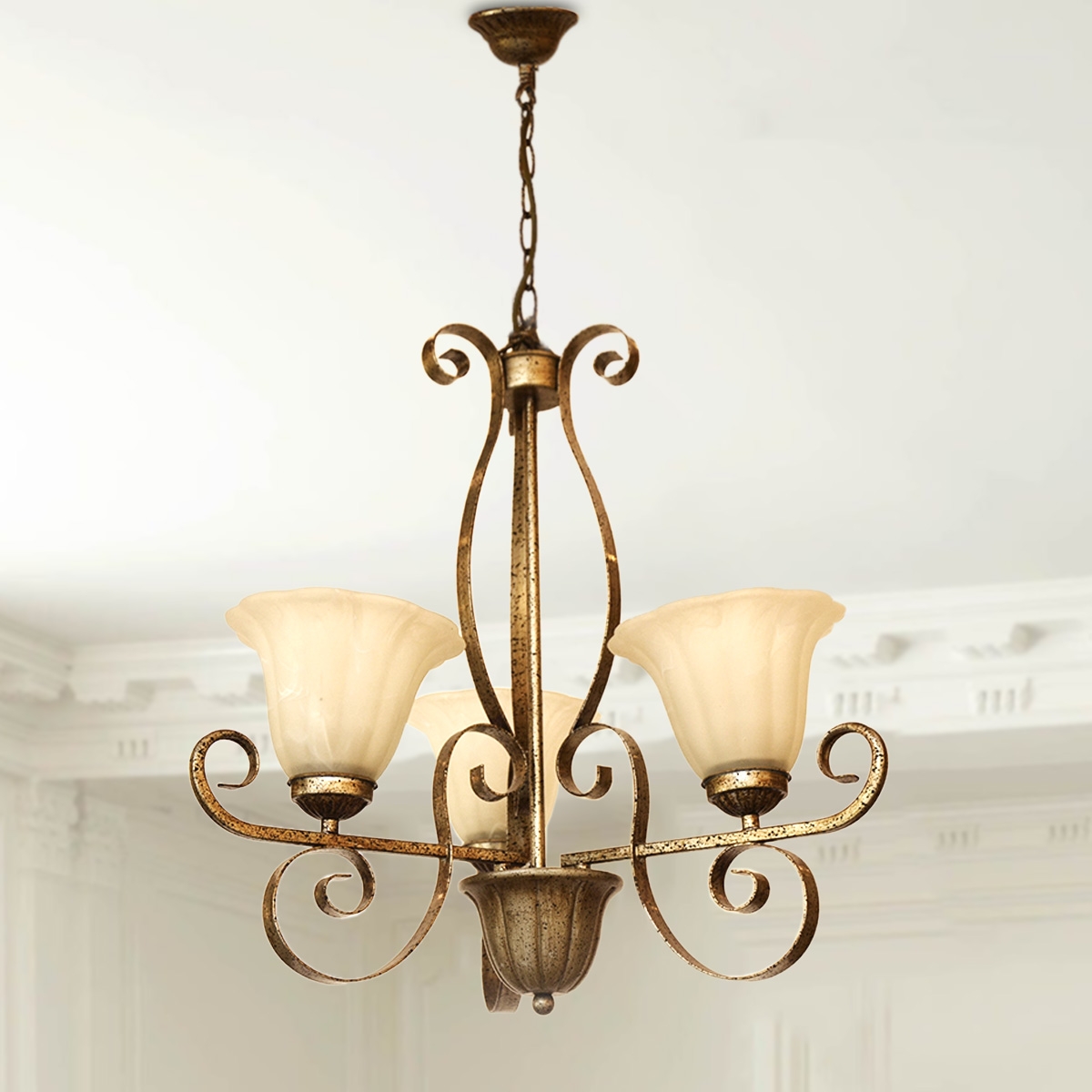 Uplight Chandelier 3 Arms  HLH-24108- Brass