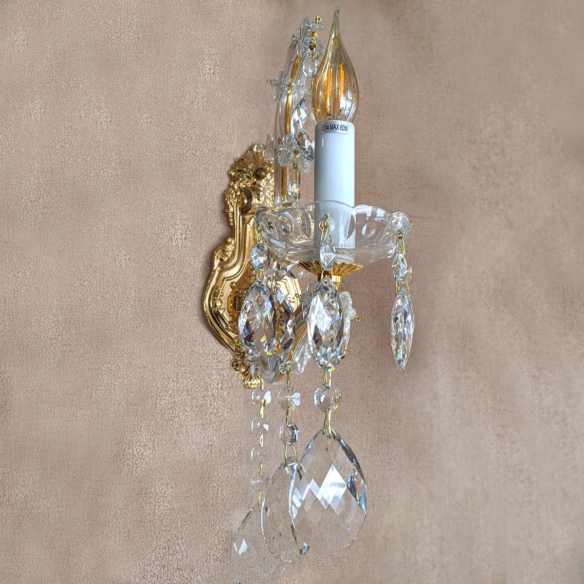 Crystal Candle Wall Light MB6054-1 - Gold