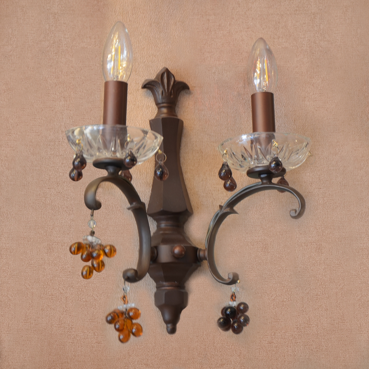 Crystal Candle Wall Light RY95363  2Arms - Brown