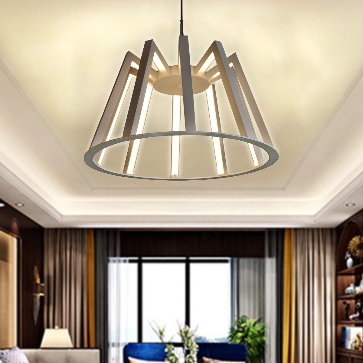 Modern Hanging Light Futuristic LED Geometric MD14030023 - Satin White