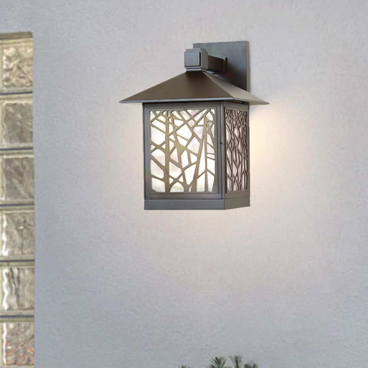 الإضاءة الخارجية - إضاءة على الجدار - زجاج صلب - اللون بني141101-E27