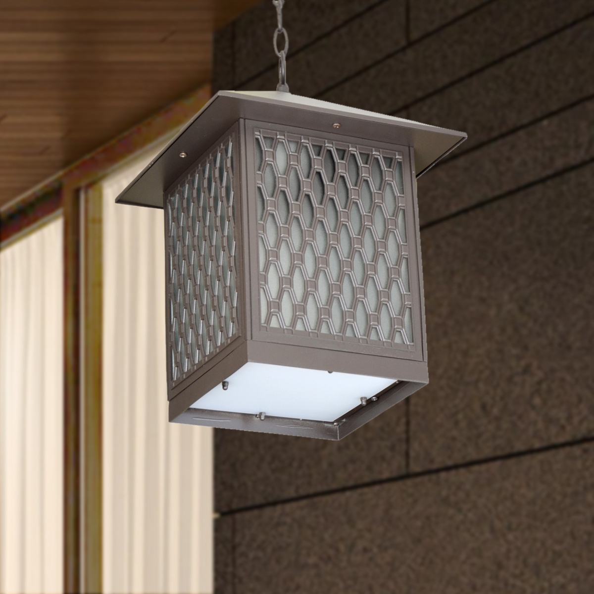 Outdoor Hanging Light 143- 305 -E27 Glass Diffuser - Brown
