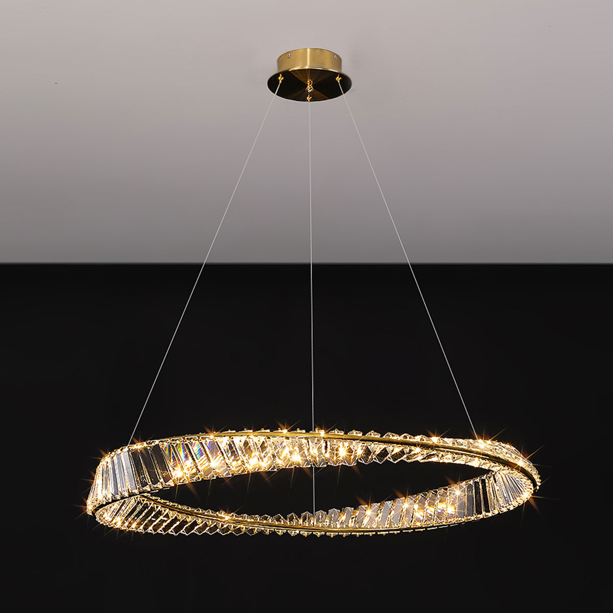 Titanium Gold K9 Crystal 72W Sainless Steel 8101  Luxury Ceiling Light - Gold 