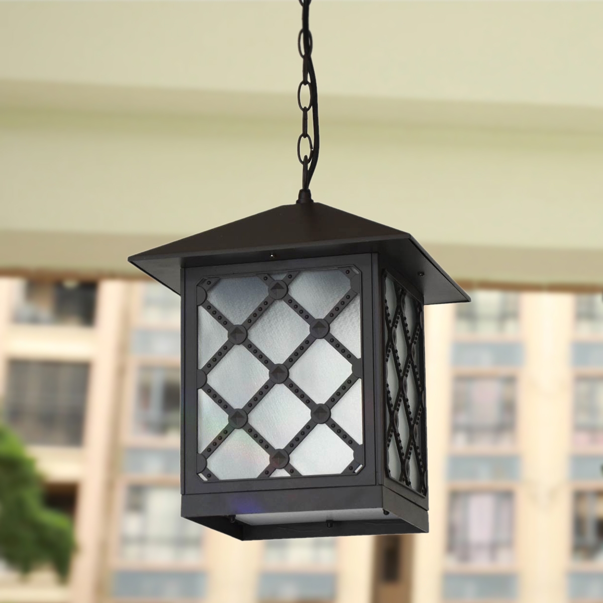 Outdoor Hanging Light 7805 - E27 Glass Diffuser - Brown