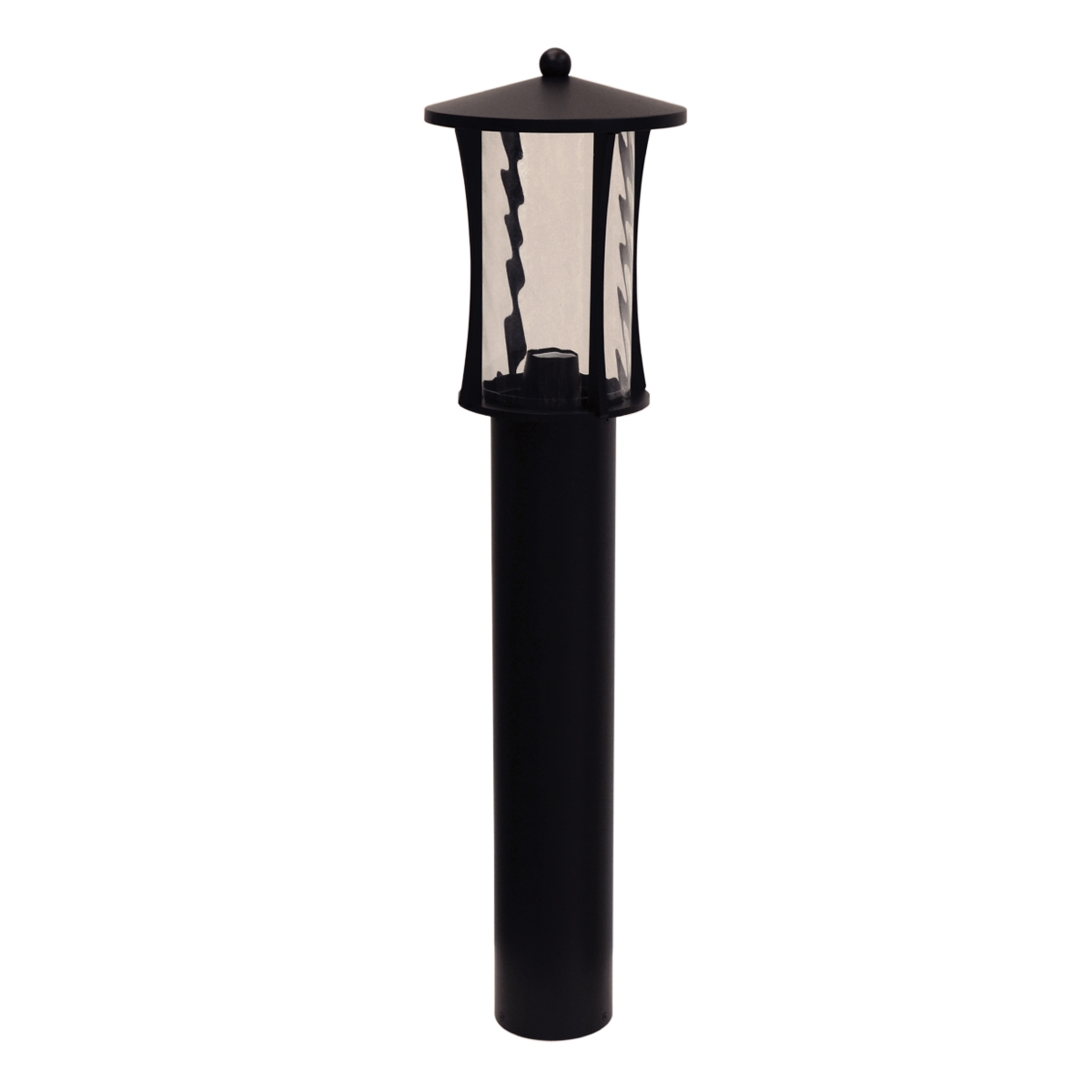 Bollard Light 1714 E27 Water Glass Diffuser - Matt Black  (Height 80cm)
