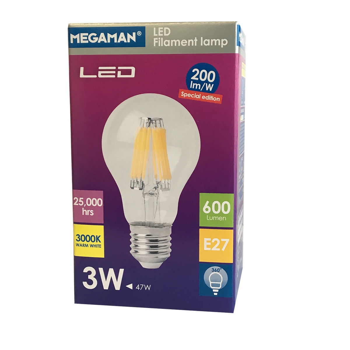 مصباح ميجامان - موفر للطاقة 3 وات اللون أصفر E27