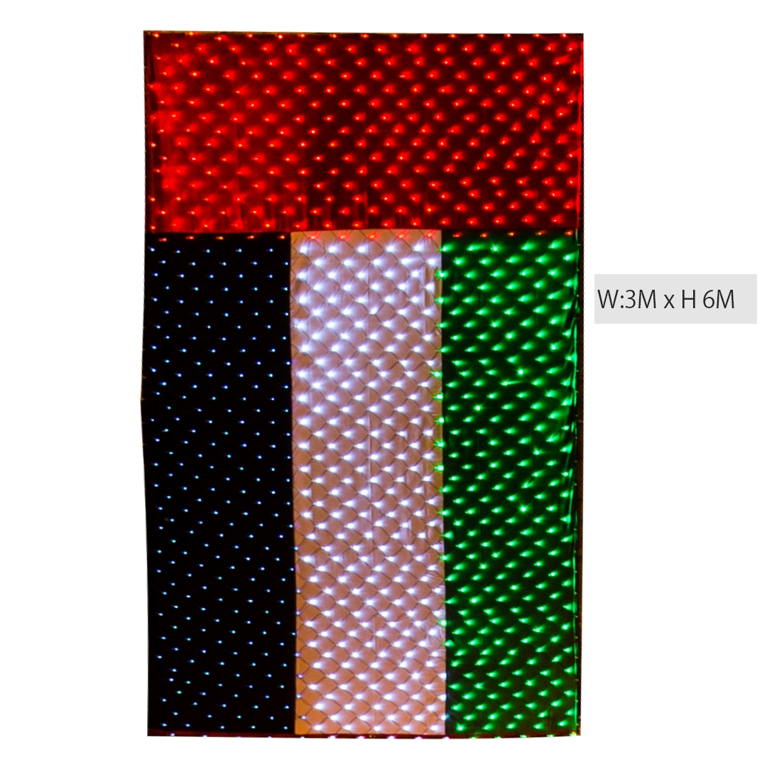 علم الإمارات - بإضاءة ليد- الأرتفاع: 6 متر و العرض: 3 متر