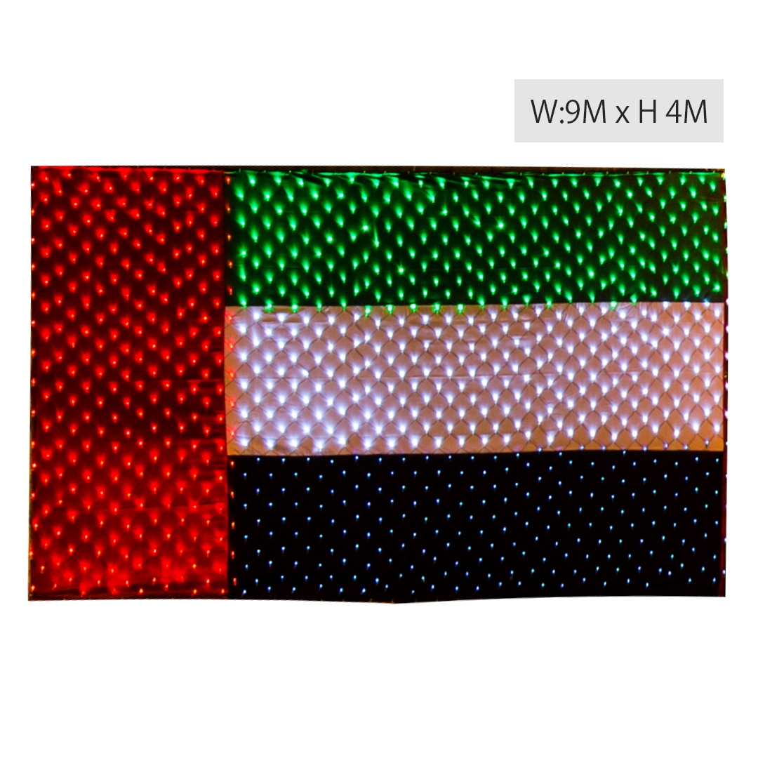 UAE Flag LED Lights W9 x H4 Meters for Any Occasions, Events and Ceremonies