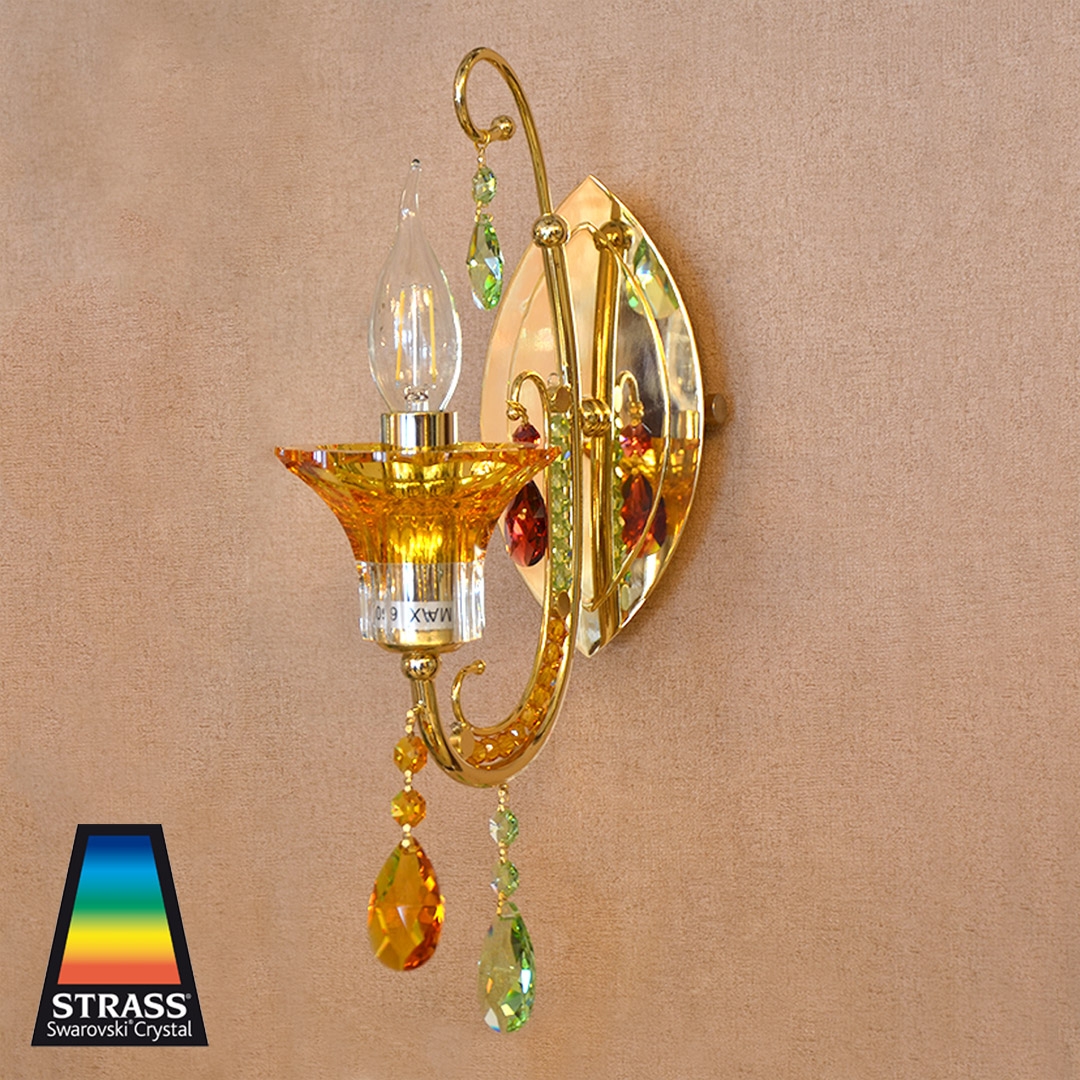 Strass Swarovski Crystal Indoor Candle Wall Light R02837W CD Gold