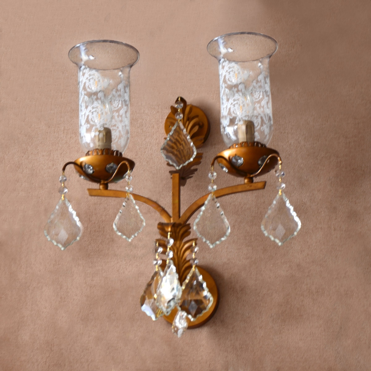 Wall Light Crystal Sconce- Brown