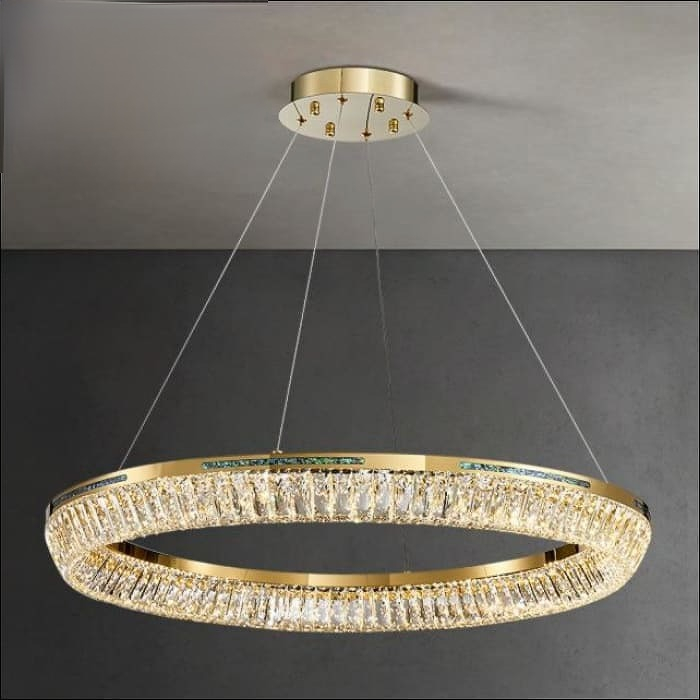 Titanium Gold 1 Ring K9 Crystal 136W Stainless Steel Clickable J-8083 Luxury Ceiling Light - Gold 
