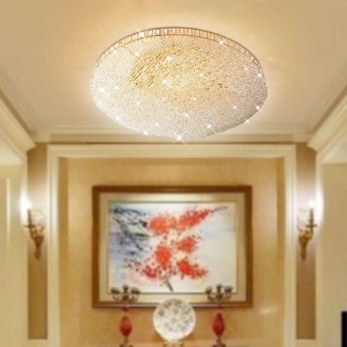 Crystal Ceiling Light Round D100 R02883X - Gold