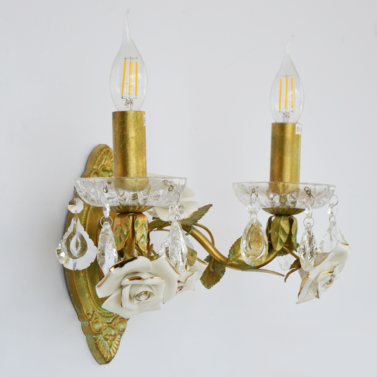 Antique Candle Flower Wall Light W0895-2 White