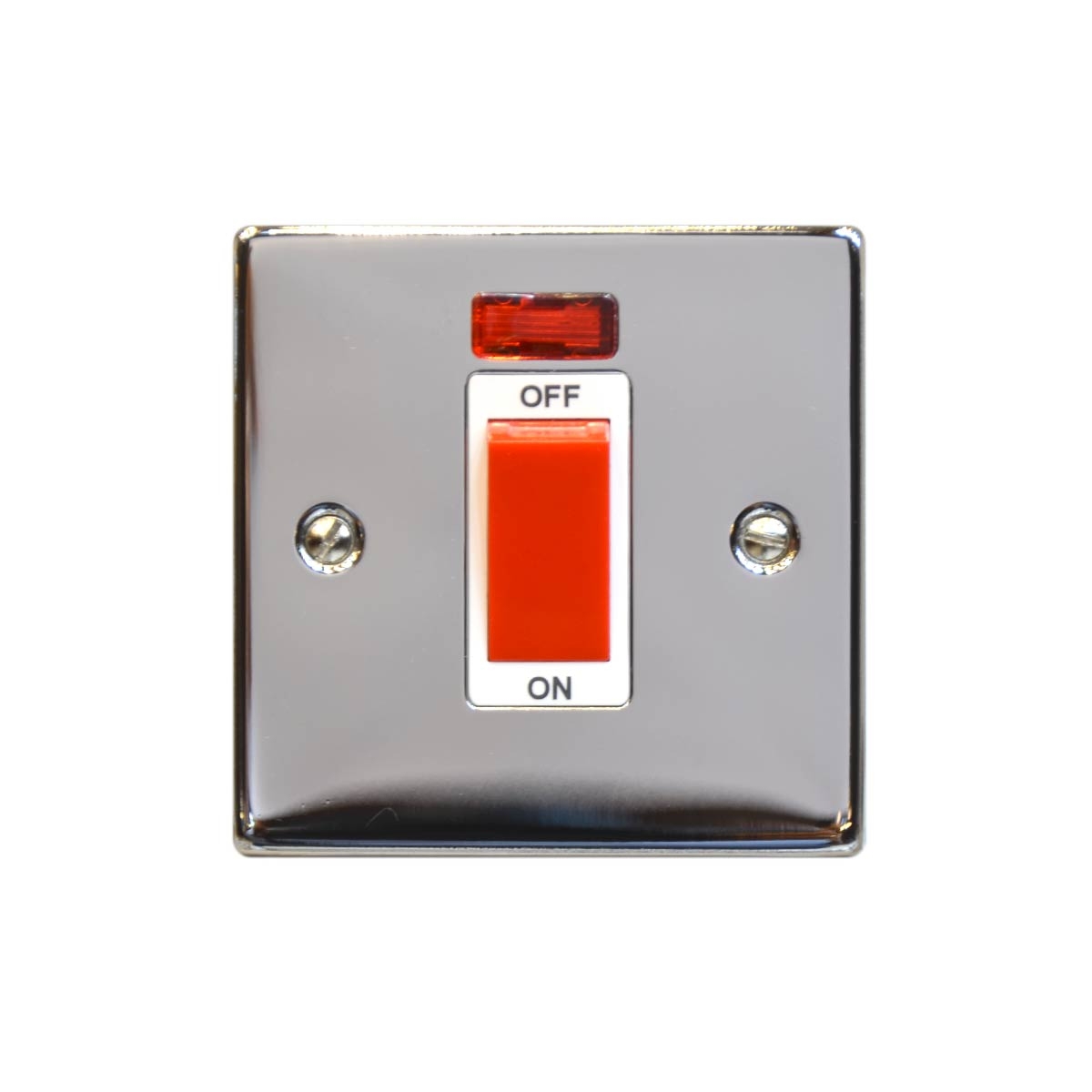 Switch With Neon 1Gang 45Amp T327EB - Chrome
