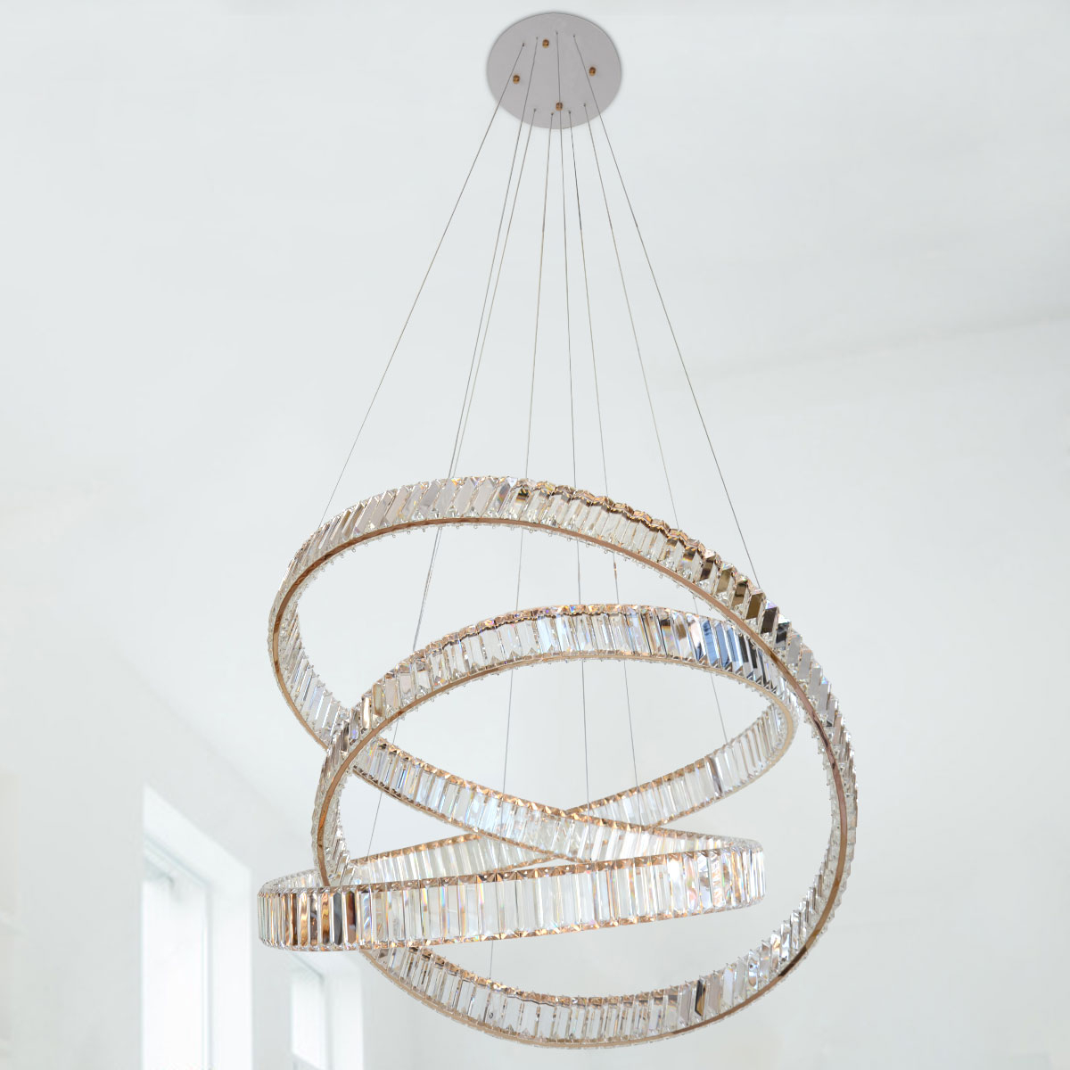 Modern Hanging Light 9 Clear Crystal MD6061A-10A - Rose Gold